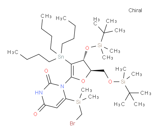 6-((bromomethyl)dimethylsilyl)-1-((4R,5R)-4-((tert-butyldimethylsilyl)oxy)-5-(((tert-butyldimethylsilyl)oxy)methyl)-3-(tributylstannyl)-4,5-dihydrofuran-2-yl)pyrimidine-2,4(1H,3H)-dione