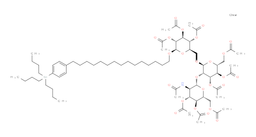 (2R,3R,4S,5R,6R)-2-((((2S,3S,4S,5R,6R)-3-(((2S,3R,4R,5S,6R)-3-acetamido-4,5-diacetoxy-6-(acetoxymethyl)tetrahydro-2H-pyran-2-yl)oxy)-4,5-diacetoxy-6-(acetoxymethyl)tetrahydro-2H-pyran-2-yl)oxy)methyl)-6-((15-(4-(tributylstannyl)phenyl)pentadecyl)oxy)tetrahydro-2H-pyran-3,4,5-triyl triacetate