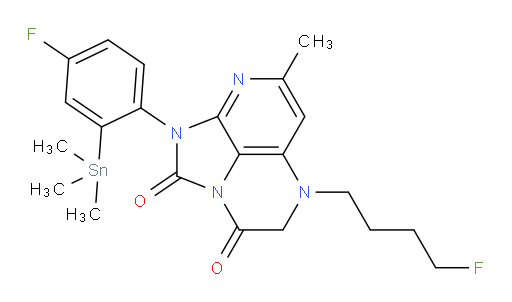 1-(4-fluoro-2-(trimethylstannyl)phenyl)-5-(4-fluorobutyl)-7-methyl-4,5-dihydro-1H-1,2a,5,8-tetraazaacenaphthylene-2,3-dione