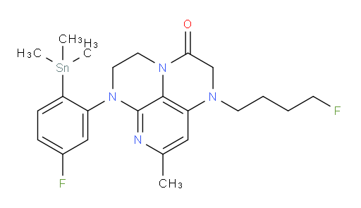 6-(5-fluoro-2-(trimethylstannyl)phenyl)-1-(4-fluorobutyl)-8-methyl-1,2,5,6-tetrahydro-1,3a,6,7-tetraazaphenalen-3(4H)-one