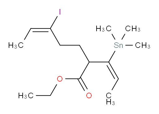 (E)-ethyl 5-iodo-2-((E)-1-(trimethylstannyl)prop-1-en-1-yl)hept-5-enoate