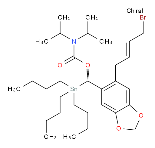 (S,E)-(6-(4-bromobut-2-en-1-yl)benzo[d][1,3]dioxol-5-yl)(tributylstannyl)methyl diisopropylcarbamate