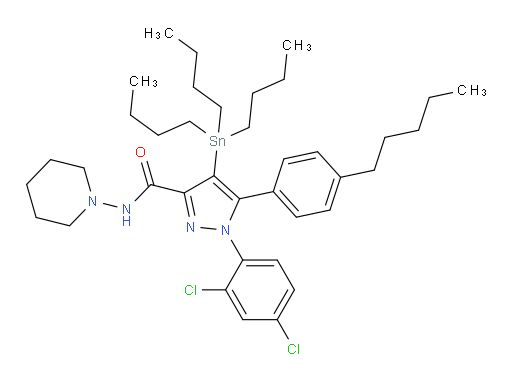 1-(2,4-二氯苯基)-5-(4-戊基苯基)-N-(哌啶-1-基)-4-(三丁基锡基)-1H-吡唑-3-甲酰胺