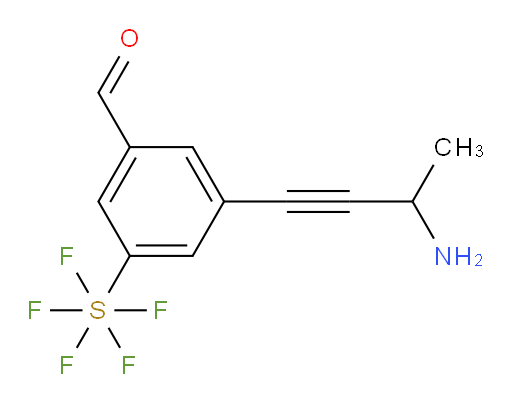 3-(3-aminobut-1-yn-1-yl)-5-(pentafluoromercapto)benzaldehyde