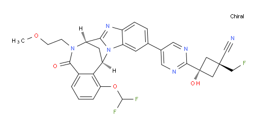 (1R,3r)-3-(5-((7R,14R)-1-(difluoromethoxy)-6-(2-methoxyethyl)-5-oxo-5,6,7,14-tetrahydro-7,14-methanobenzo[f]benzo[4,5]imidazo[1,2-a][1,4]diazocin-11-yl)pyrimidin-2-yl)-1-(fluoromethyl)-3-hydroxycyclobutanecarbonitrile