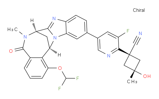 cis-1-[5-[(7R,14R)-1-(Difluoromethoxy)-5,6,7,14-tetrahydro-6-methyl-5-oxo-7,14-methanobenzimidazo[1,2-b][2,5]benzodiazocin-11-yl]-3-fluoropyridin-2-yl]-3-hydroxy-3-methylcyclobutane-carbonitrile