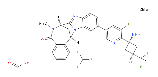 (7R,14R)-11-[6-[cis-1-amino-3-hydroxy-3-(trifluoromethyl)cyclobutyl]-5-fluoropyridin-3-yl]-1-(difluoromethoxy)-6,7-dihydro-6-methyl-7,14-methanobenzimidazo[1,2-b][2,5]benzodiazocin-5(14H)--one  formate