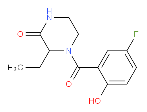 3-ethyl-4-(5-fluoro-2-hydroxybenzoyl)piperazin-2-one