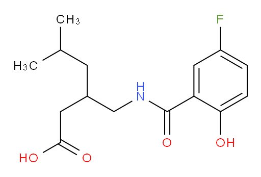 3-((5-fluoro-2-hydroxybenzamido)methyl)-5-methylhexanoic acid