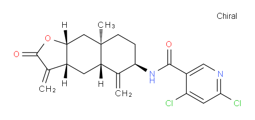 4,6-dichloro-N-((3aR,4aR,6R,8aR,9aR)-8a-methyl-3,5-dimethylene-2-oxododecahydronaphtho[2,3-b]furan-6-yl)nicotinamide