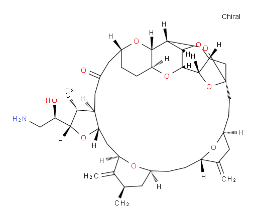 11,15:18,21:24,28-Triepoxy-7,9-ethano-12,15-methano-9H,15H-furo[3,2-i]furo[2′,3′:5,6]pyrano[4,3-b][1,4]dioxacyclopentacosin-5(4H)-one, 2-[(1R)-2-amino-1-hydroxyethyl]hexacosahydro-3,26-dimethyl-20,27-bis(methylene)-, (2S,3R,3aR,7R,8aS,9S,10aR,11S,12R,13aS,13bS,15S,18S,21S,24S,26R,28R,29aS)- (9CI)