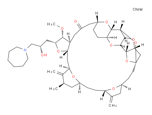 11,15:18,21:24,28-Triepoxy-7,9-ethano-12,15-methano-9H,15H-furo[3,2-i]furo[2′,3′:5,6]pyrano[4,3-b][1,4]dioxacyclopentacosin-5(4H)-one, 2-[(2S)-3-(hexahydro-1H-azepin-1-yl)-2-hydroxypropyl]hexacosahydro-3-methoxy-26-methyl-20,27-bis(methylene)-, (2R,3R,3aS,7R,8aS,9S,10aR,11S,12R,13aR,13bS,15S,18S,21S,24S,26R,28R,29aS)- (9CI)