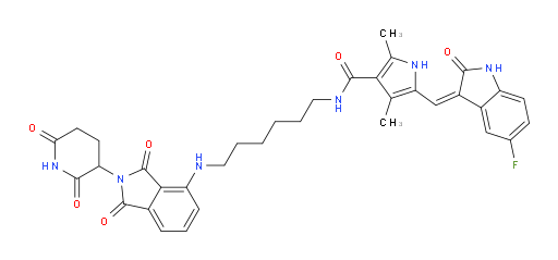 N-[6-[[2-(2,6-Dioxo-3-piperidinyl)-2,3-dihydro-1,3-dioxo-1H-isoindol-4-yl]amino]hexyl]-5-[(Z)-(5-fluoro-1,2-dihydro-2-oxo-3H-indol-3-ylidene)methyl]-2,4-dimethyl-1H-pyrrole-3-carboxamide (ACI)