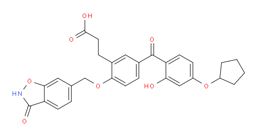 3-[5-[4-(Cyclopentyloxy)-2-hydroxybenzoyl]-2-[(3-hydroxy-1,2-benzisoxazol-6-yl)methoxy]phenyl]propionic acid