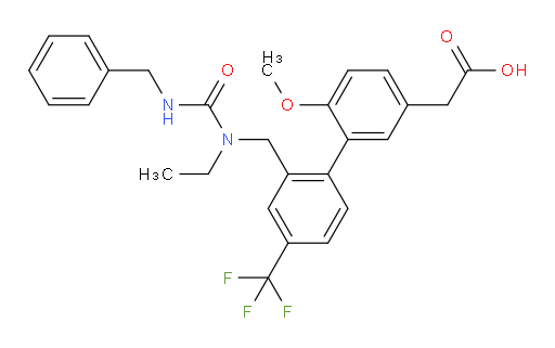 2′-[[Ethyl[[(phenylmethyl)amino]carbonyl]amino]methyl]-6-methoxy-4′-(trifluoromethyl)[1,1′-biphenyl]-3-acetic acid (ACI)