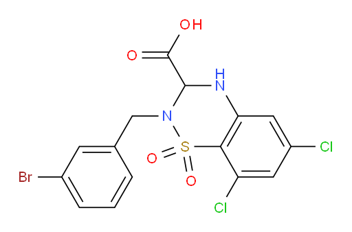 2H-1,2,4-Benzothiadiazine-3-carboxylic acid, 2-[(3-bromophenyl)methyl]-6,8-dichloro-3,4-dihydro-, 1,1-dioxide (9CI, ACI)