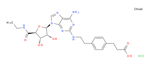 Benzenepropanoic acid, 4-[2-[[6-amino-9-(N-ethyl-β-D-ribofuranuronamidosyl)-9H-purin-2-yl]amino]ethyl]-, hydrochloride (1:1) (ACI)