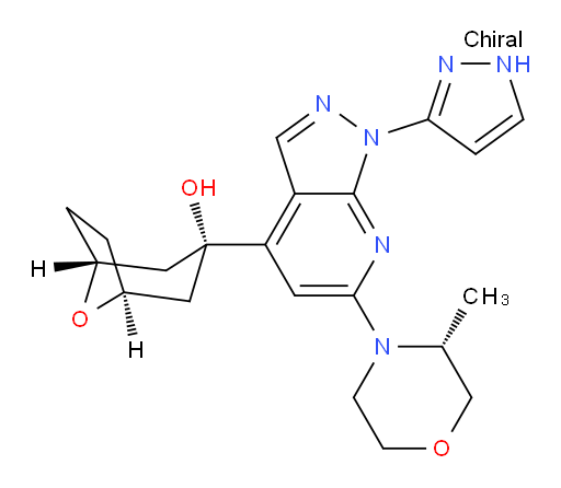 (3-endo)-3-[6-[(3R)-3-Methyl-4-morpholinyl]-1-(1H-pyrazol-3-yl)-1H-pyrazolo[3,4-b]pyridin-4-yl]-8-oxabicyclo[3.2.1]octan-3-ol (ACI)