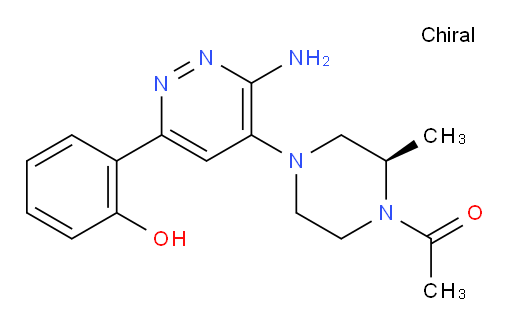 1-[(2R)-4-[3-Amino-6-(2-hydroxyphenyl)-4-pyridazinyl]-2-methyl-1-piperazinyl]ethanone (ACI)