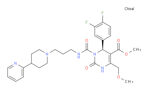 Methyl (6S)-6-(3,4-difluorophenyl)-1,2,3,6-tetrahydro-4-(methoxymethyl)-2-oxo-1-[[[3-[4-(2-pyridinyl)-1-piperidinyl]propyl]amino]carbonyl]-5-pyrimidinecarboxylate (ACI)