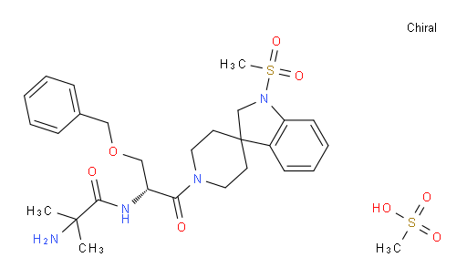 (R)-2-amino-N-(3-(benzyloxy)-1-(1-(methylsulfonyl)spiro[indoline-3,4'-piperidin]-1'-yl)-1-oxopropan-2-yl)-2-methylpropanamide methanesulfonate