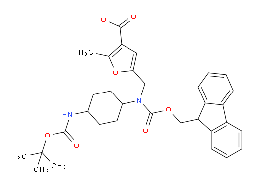 5-{[(4-{[(tert-butoxy)carbonyl]amino}cyclohexyl)({[(9H-fluoren-9-yl)methoxy]carbonyl})amino]methyl}-2-methylfuran-3-carboxylic acid