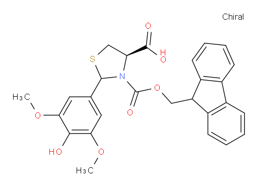 (4R)-3-{[(9H-fluoren-9-yl)methoxy]carbonyl}-2-(4-hydroxy-3,5-dimethoxyphenyl)-1,3-thiazolidine-4-carboxylic acid