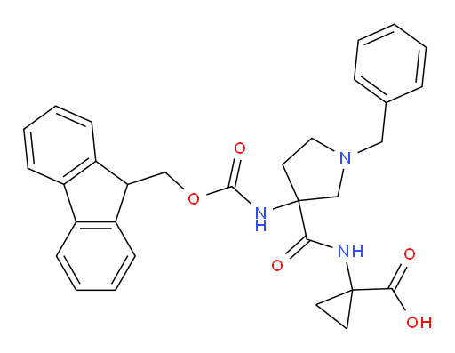 1-[1-benzyl-3-({[(9H-fluoren-9-yl)methoxy]carbonyl}amino)pyrrolidine-3-amido]cyclopropane-1-carboxylic acid
