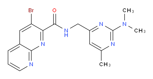 3-bromo-N-((2-(dimethylamino)-6-methylpyrimidin-4-yl)methyl)-1,8-naphthyridine-2-carboxamide