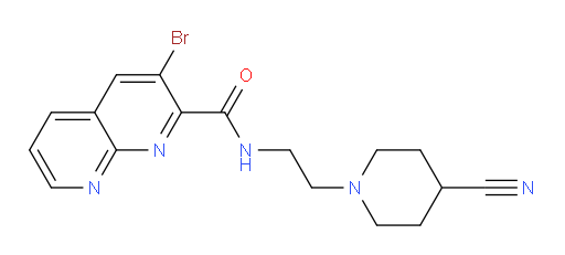 3-bromo-N-(2-(4-cyanopiperidin-1-yl)ethyl)-1,8-naphthyridine-2-carboxamide