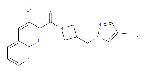 (3-bromo-1,8-naphthyridin-2-yl)(3-((4-methyl-1H-pyrazol-1-yl)methyl)azetidin-1-yl)methanone