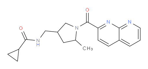 N-((5-methyl-1-(1,8-naphthyridine-2-carbonyl)pyrrolidin-3-yl)methyl)cyclopropanecarboxamide