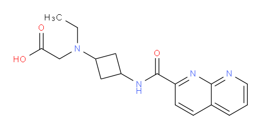 2-((3-(1,8-naphthyridine-2-carboxamido)cyclobutyl)(ethyl)amino)acetic acid