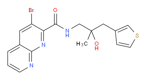 3-bromo-N-(2-hydroxy-2-methyl-3-(thiophen-3-yl)propyl)-1,8-naphthyridine-2-carboxamide