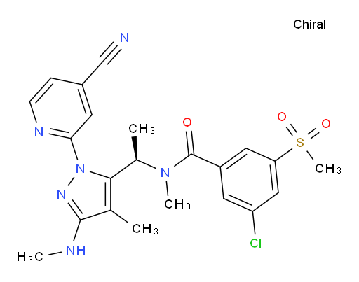 (R)-3-chloro-N-(1-(1-(4-cyanopyridin-2-yl)-4-methyl-3-(methylamino)-1H-pyrazol-5-yl)ethyl)-N-methyl-5-(methylsulfonyl)benzamide