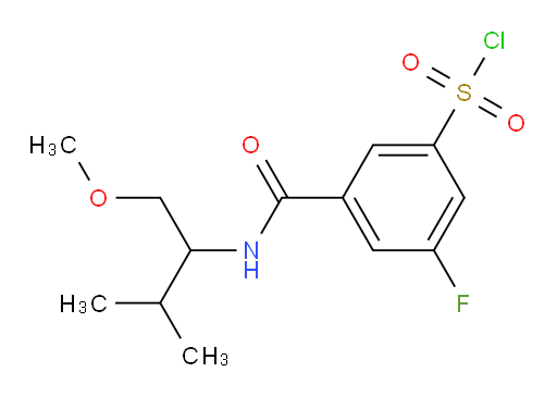 3-fluoro-5-((1-methoxy-3-methylbutan-2-yl)carbamoyl)benzene-1-sulfonyl chloride