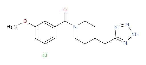 (4-((2H-tetrazol-5-yl)methyl)piperidin-1-yl)(3-chloro-5-methoxyphenyl)methanone