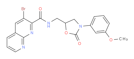 3-bromo-N-((3-(3-methoxyphenyl)-2-oxooxazolidin-5-yl)methyl)-1,8-naphthyridine-2-carboxamide