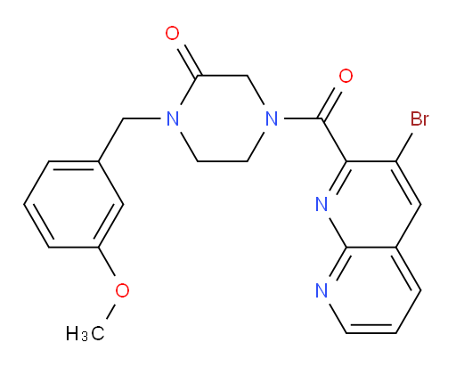 4-(3-bromo-1,8-naphthyridine-2-carbonyl)-1-(3-methoxybenzyl)piperazin-2-one
