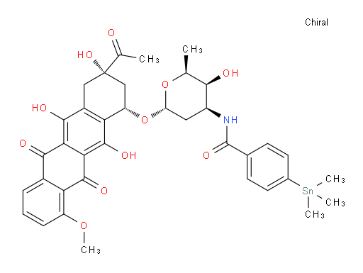 N-((2S,3S,4S,6R)-6-(((1S,3S)-3-acetyl-3,5,12-trihydroxy-10-methoxy-6,11-dioxo-1,2,3,4,6,11-hexahydrotetracen-1-yl)oxy)-3-hydroxy-2-methyltetrahydro-2H-pyran-4-yl)-4-(trimethylstannyl)benzamide