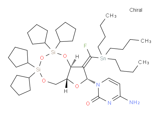 4-amino-1-((6aR,8R,9aS,Z)-2,2,4,4-tetracyclopentyl-9-(fluoro(tributylstannyl)methylene)tetrahydro-6H-furo[3,2-f][1,3,5,2,4]trioxadisilocin-8-yl)pyrimidin-2(1H)-one