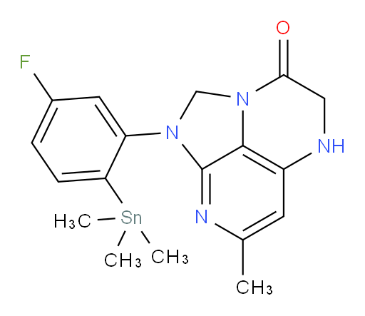 1-(5-fluoro-2-(trimethylstannyl)phenyl)-7-methyl-4,5-dihydro-1H-1,2a,5,8-tetraazaacenaphthylen-3(2H)-one