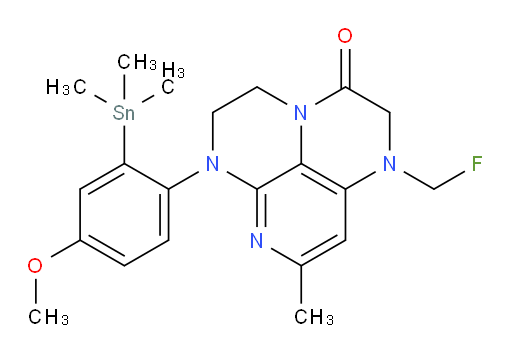 1-(fluoromethyl)-6-(4-methoxy-2-(trimethylstannyl)phenyl)-8-methyl-1,2,5,6-tetrahydro-1,3a,6,7-tetraazaphenalen-3(4H)-one
