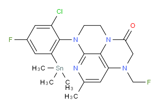 6-(2-chloro-4-fluoro-6-(trimethylstannyl)phenyl)-1-(fluoromethyl)-8-methyl-1,2,5,6-tetrahydro-1,3a,6,7-tetraazaphenalen-3(4H)-one