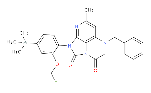 5-benzyl-1-(2-(fluoromethoxy)-4-(trimethylstannyl)phenyl)-7-methyl-4,5-dihydro-1H-1,2a,5,8-tetraazaacenaphthylene-2,3-dione