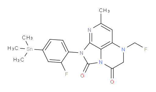 1-(2-fluoro-4-(trimethylstannyl)phenyl)-5-(fluoromethyl)-7-methyl-4,5-dihydro-1H-1,2a,5,8-tetraazaacenaphthylene-2,3-dione