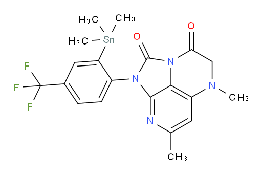 5,7-dimethyl-1-(4-(trifluoromethyl)-2-(trimethylstannyl)phenyl)-4,5-dihydro-1H-1,2a,5,8-tetraazaacenaphthylene-2,3-dione