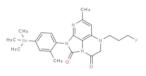 5-(3-fluoropropyl)-7-methyl-1-(2-methyl-4-(trimethylstannyl)phenyl)-4,5-dihydro-1H-1,2a,5,8-tetraazaacenaphthylene-2,3-dione