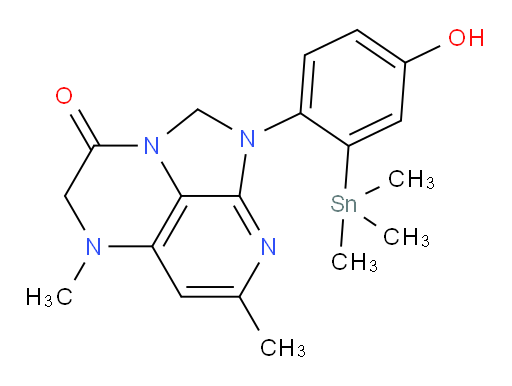 1-(4-hydroxy-2-(trimethylstannyl)phenyl)-5,7-dimethyl-4,5-dihydro-1H-1,2a,5,8-tetraazaacenaphthylen-3(2H)-one