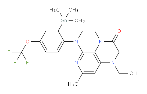 1-ethyl-8-methyl-6-(4-(trifluoromethoxy)-2-(trimethylstannyl)phenyl)-1,2,5,6-tetrahydro-1,3a,6,7-tetraazaphenalen-3(4H)-one